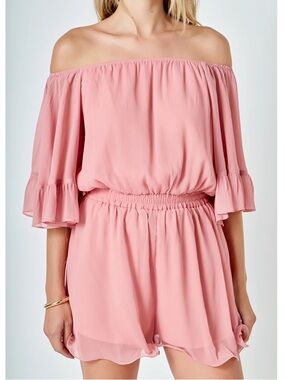 Endless Rose Dusty Pink Off-Shoulder Romper